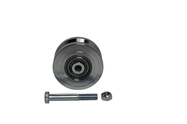 Single 4" Solid Machined V-Groove Wheel with Bolt and Lock Nut