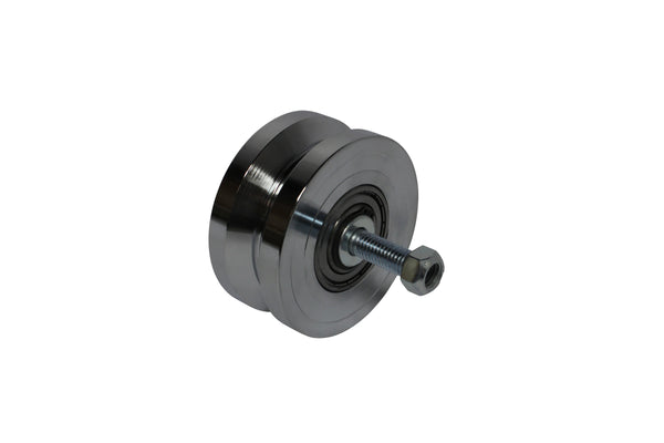 Single 4" Solid Machined V-Groove Wheel with Bolt and Lock Nut