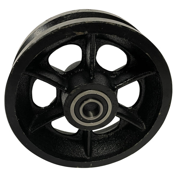 Pair of 6" Cast Iron V-Groove Wheels with Sealed Bearings