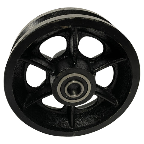 Single 6" Cast Iron V-Groove Wheel with Sealed Bearing