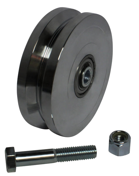 Single 6" Solid Machined V-Groove Wheel with Bolt and Lock Nut