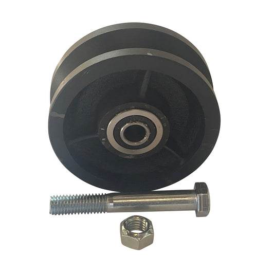 Single 4" Cast Iron V-Groove Wheel with Sealed Bearing